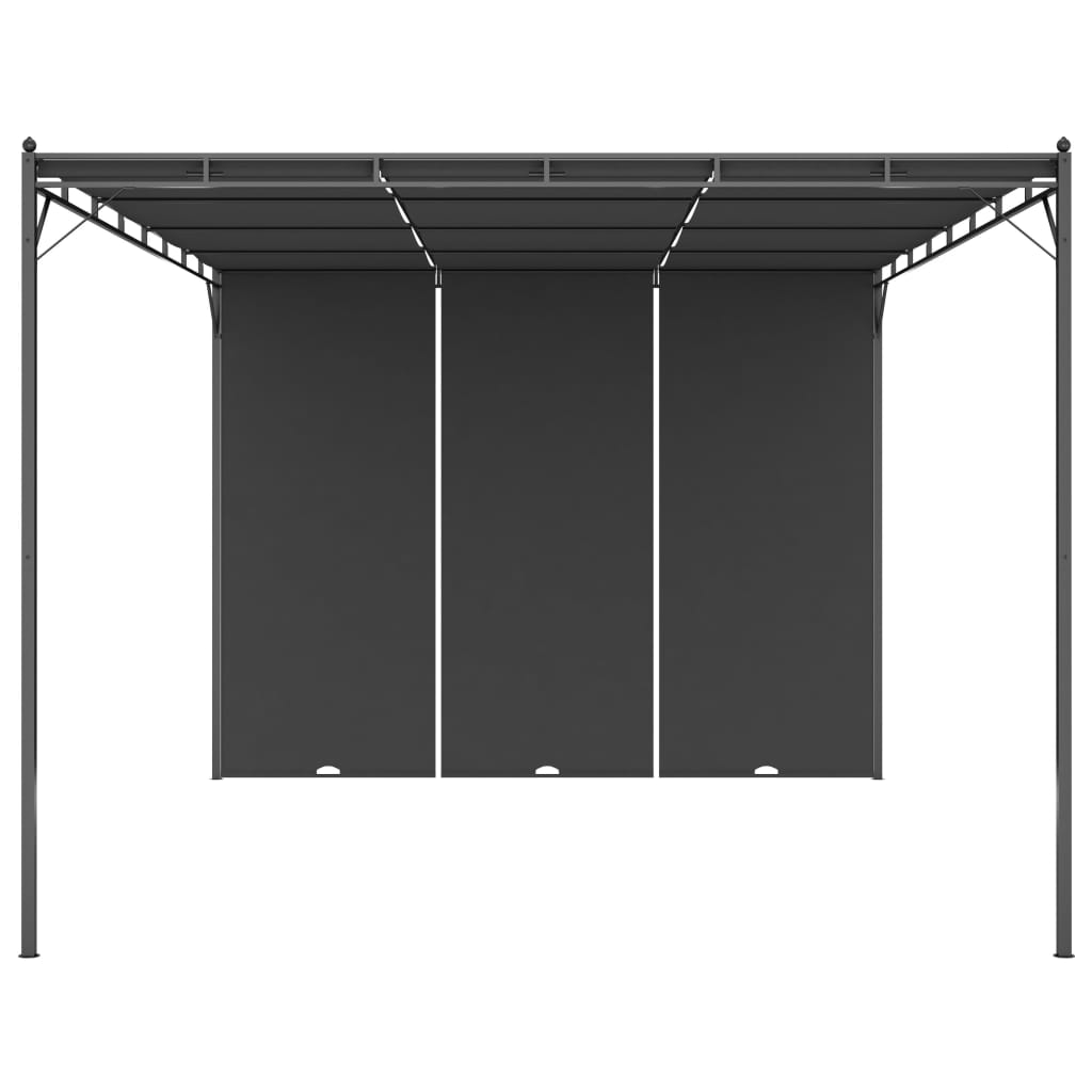 Gartenpavillon mit Seitenvorhang 4x3x2,25 m Anthrazit