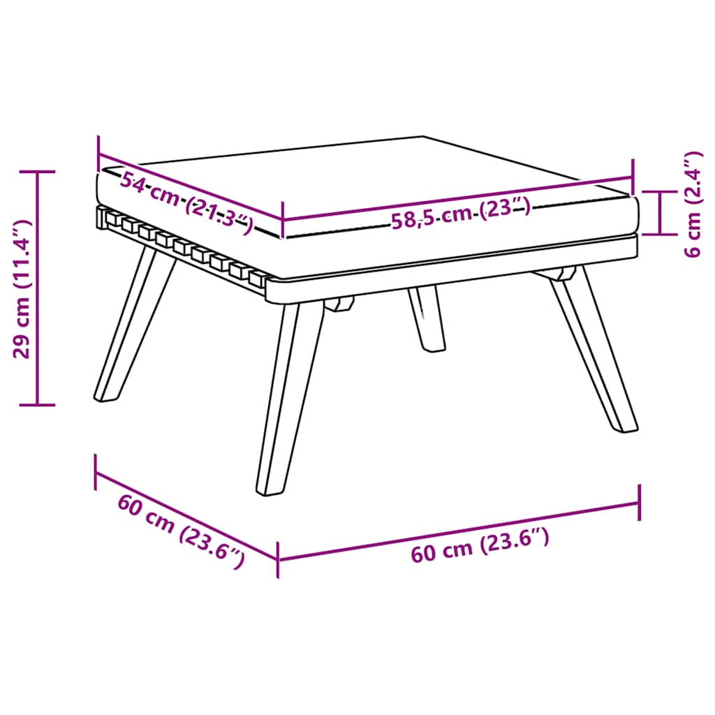 Garten-Fußhocker mit Auflage 60×60×29 cm Akazie Massivholz