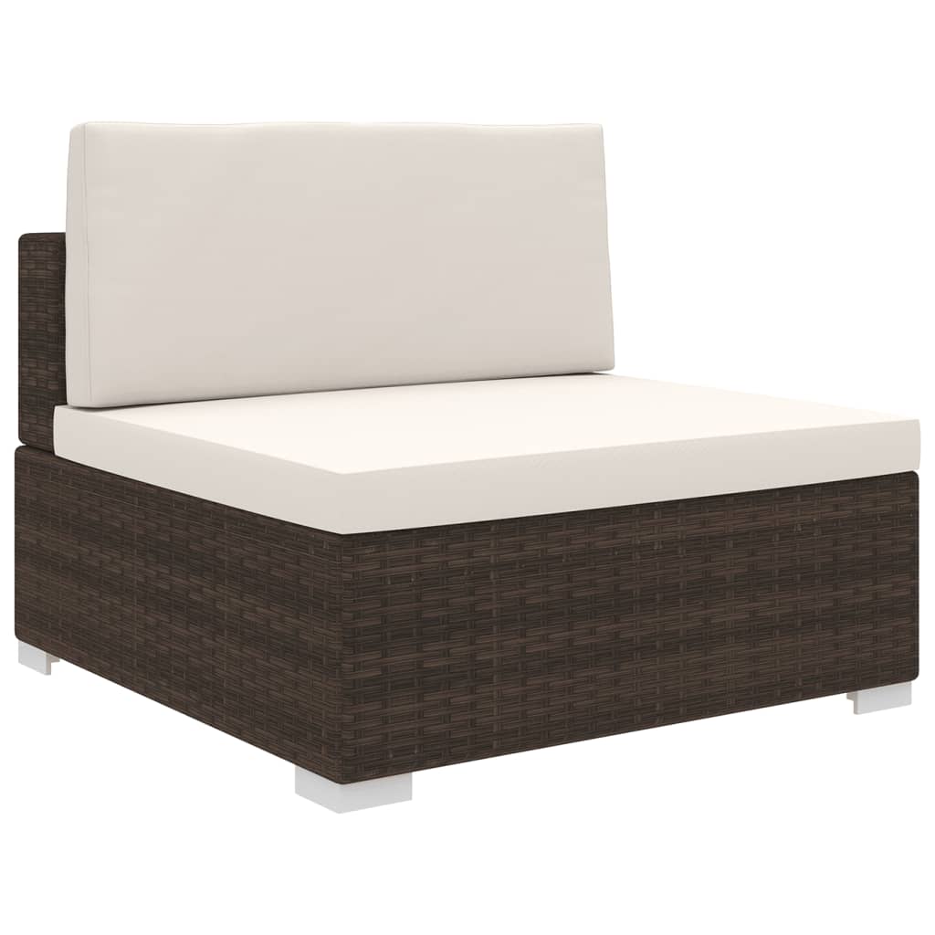 Mittelsofa mit Kissen Modular Poly Rattan Braun