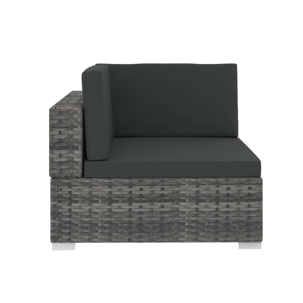 4-tlg. Gartensofa-Set mit Kissen Poly Rattan Grau