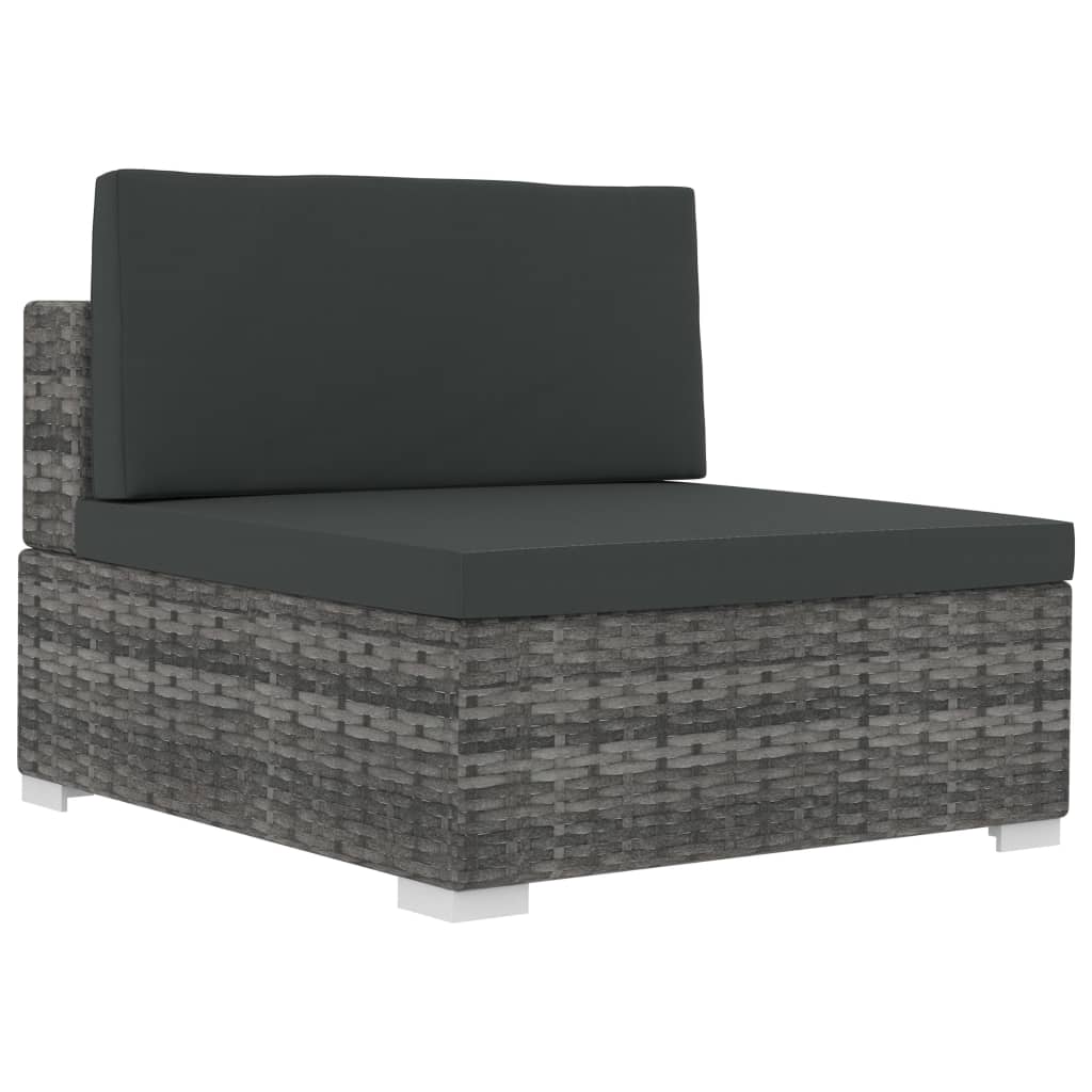 4-tlg. Gartensofa-Set mit Kissen Poly Rattan Grau