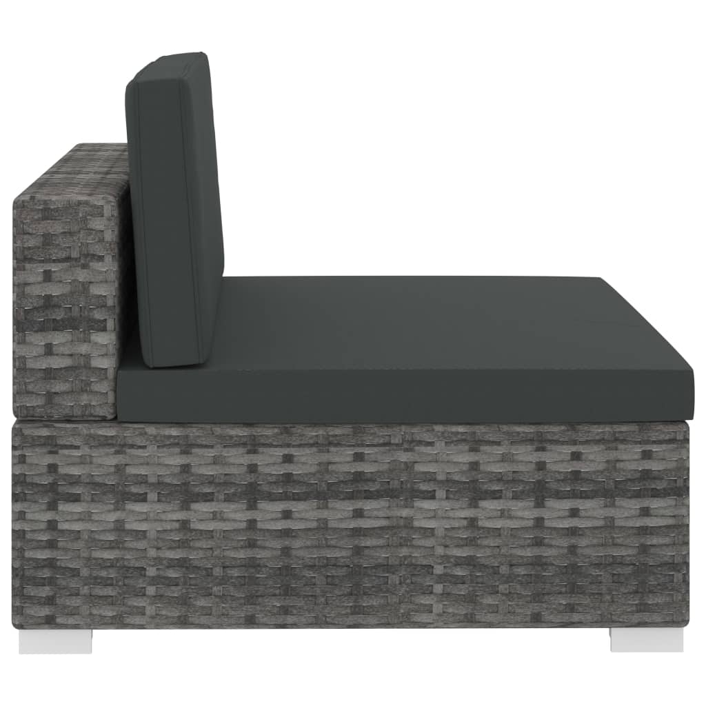 4-tlg. Gartensofa-Set mit Kissen Poly Rattan Grau