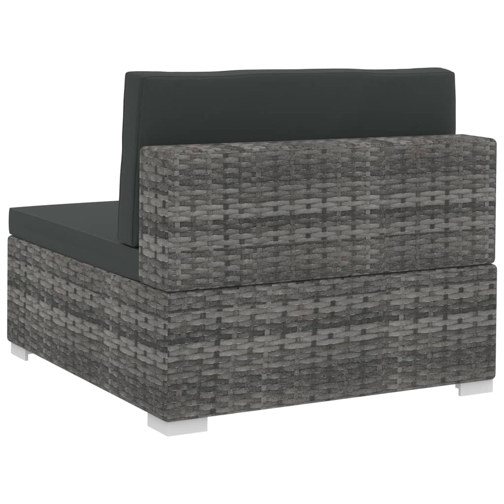 4-tlg. Gartensofa-Set mit Kissen Poly Rattan Grau