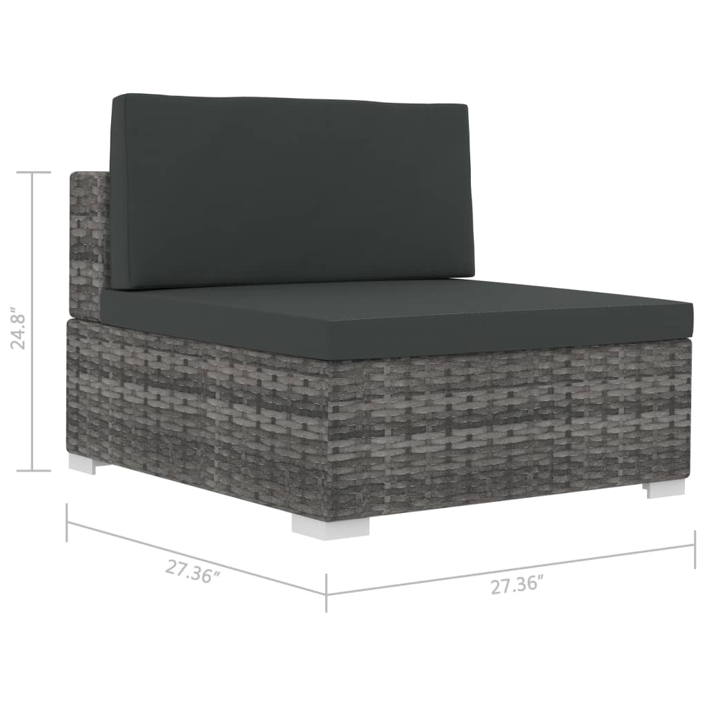 4-tlg. Gartensofa-Set mit Kissen Poly Rattan Grau