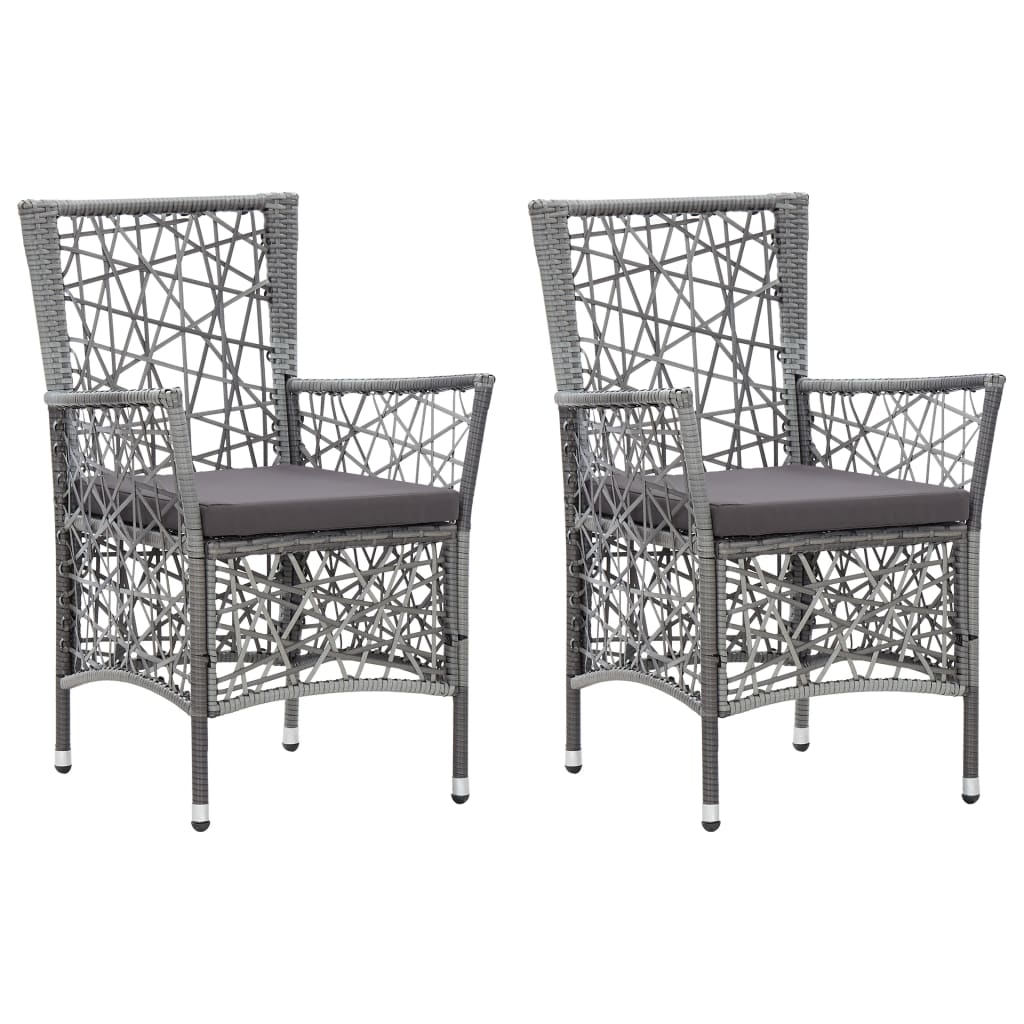 Gartenstühle 2 Stk. mit Auflagen Poly Rattan Grau