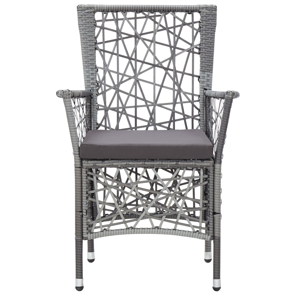 Gartenstühle 2 Stk. mit Auflagen Poly Rattan Grau