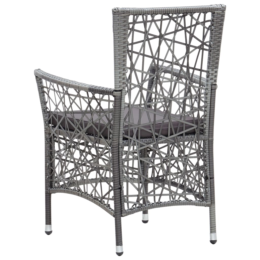 Gartenstühle 2 Stk. mit Auflagen Poly Rattan Grau