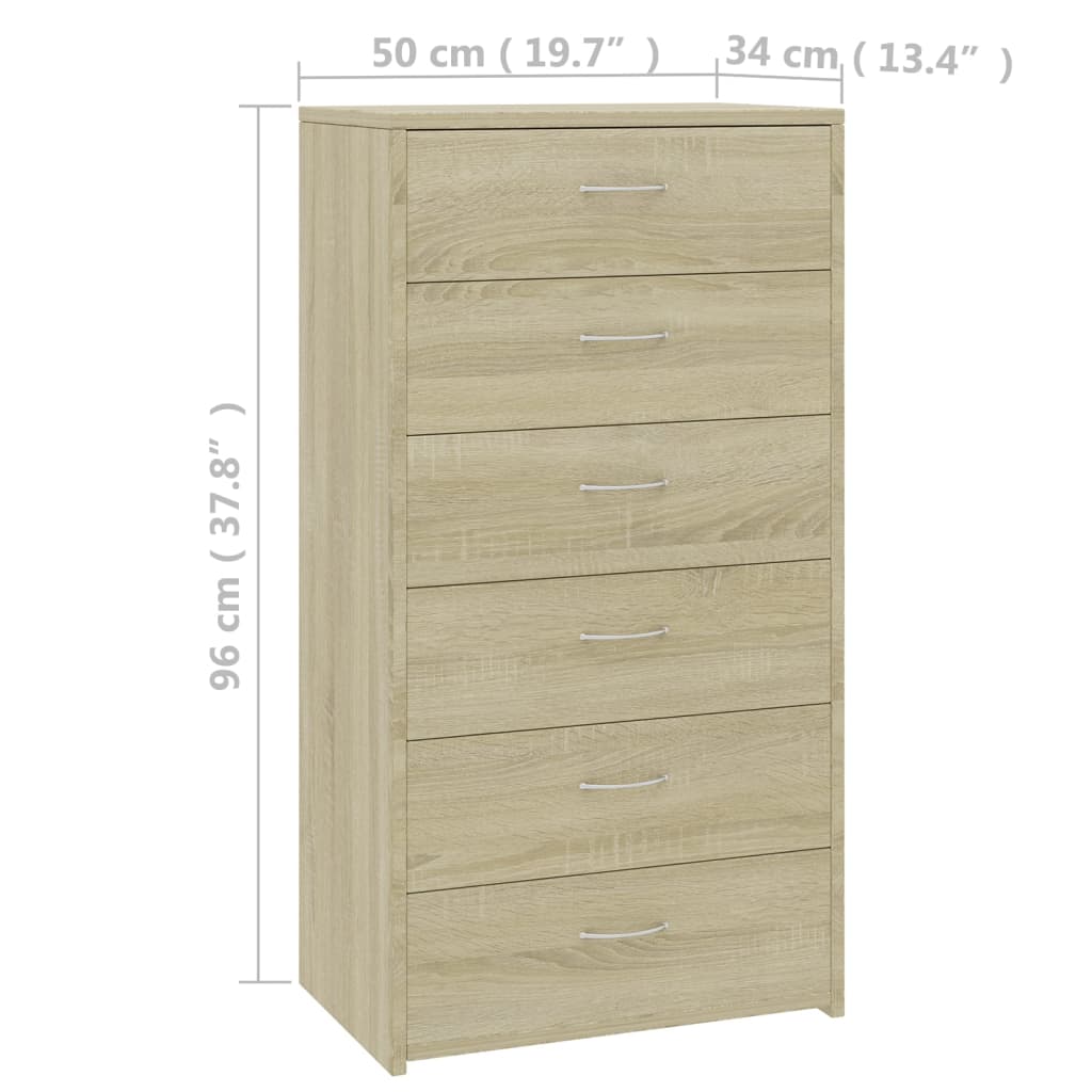 Sideboard 6 Schubladen Sonoma-Eiche 50x34x96 cm Holzwerkstoff