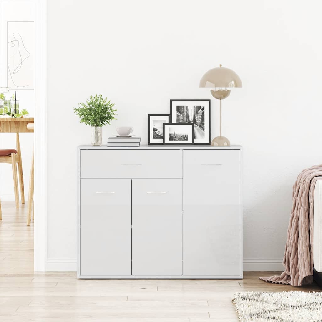 Sideboard Hochglanz-Weiß 88x30x70 cm Holzwerkstoff