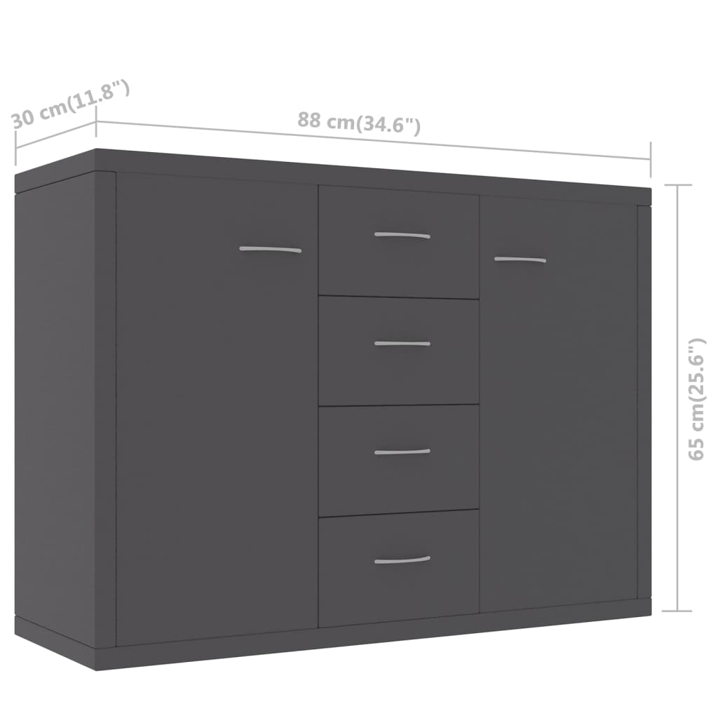 Sideboard Grau 88x30x65 cm Holzwerkstoff