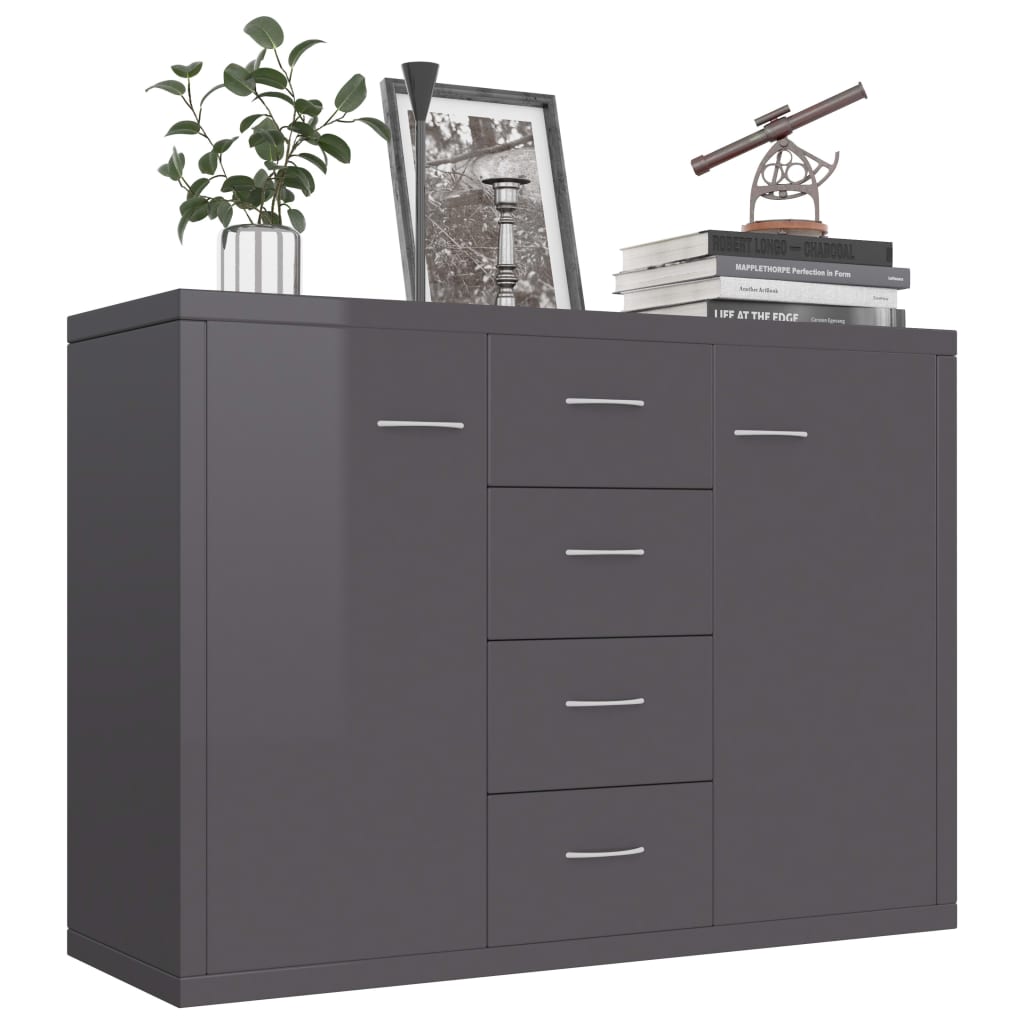 Sideboard Hochglanz-Grau 88x30x65 cm Holzwerkstoff