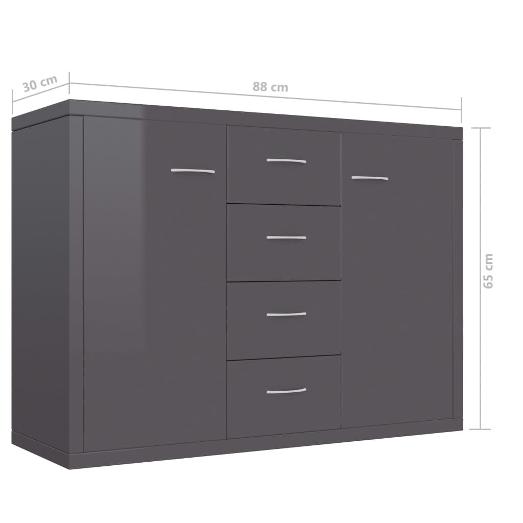 Sideboard Hochglanz-Grau 88x30x65 cm Holzwerkstoff