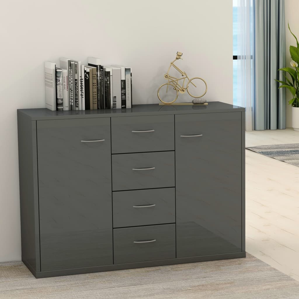 Sideboard Hochglanz-Grau 88x30x65 cm Holzwerkstoff