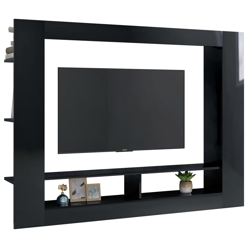 TV-Schrank Hochglanz-Schwarz 152x22x113 cm Holzwerkstoff