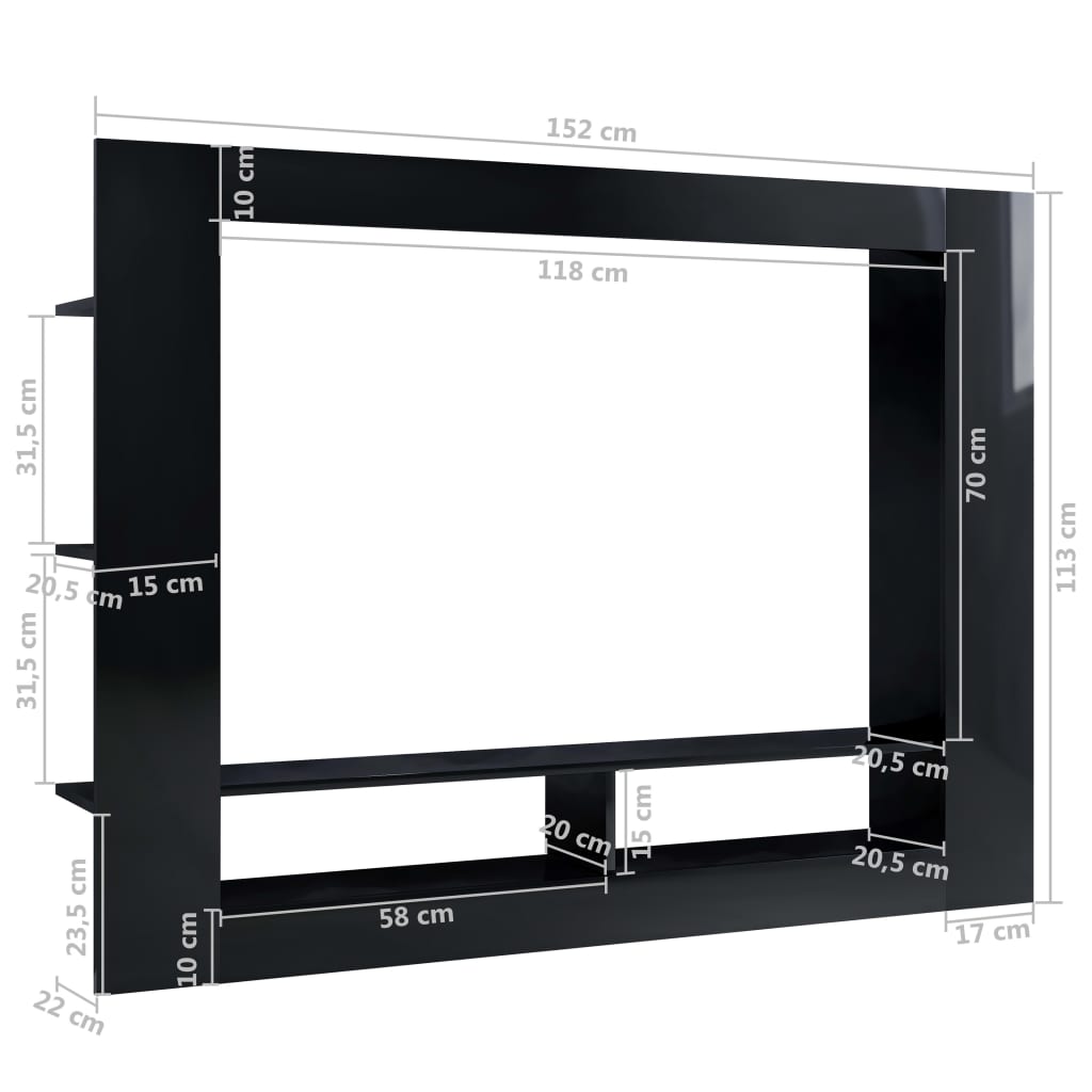 TV-Schrank Hochglanz-Schwarz 152x22x113 cm Holzwerkstoff