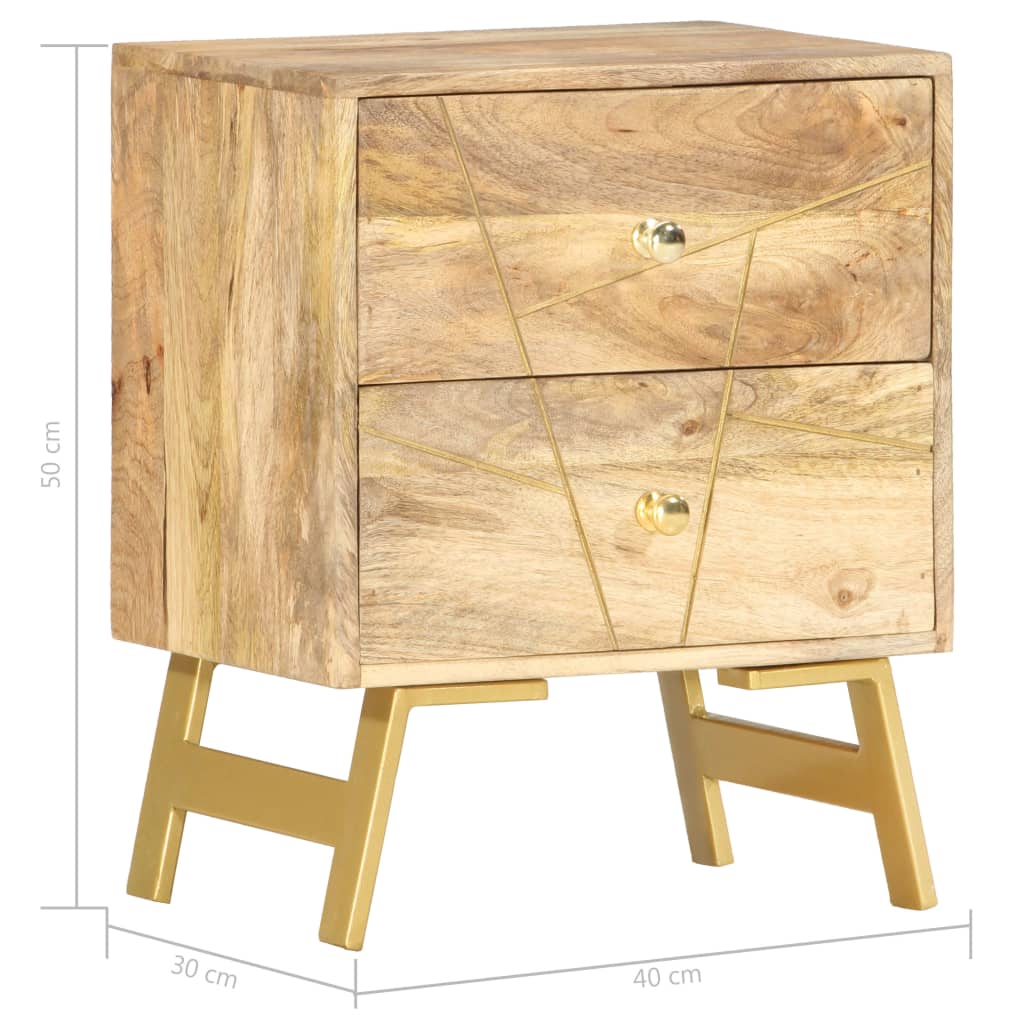 Nachttisch 40 x 30 x 50 cm Mangoholz Massiv