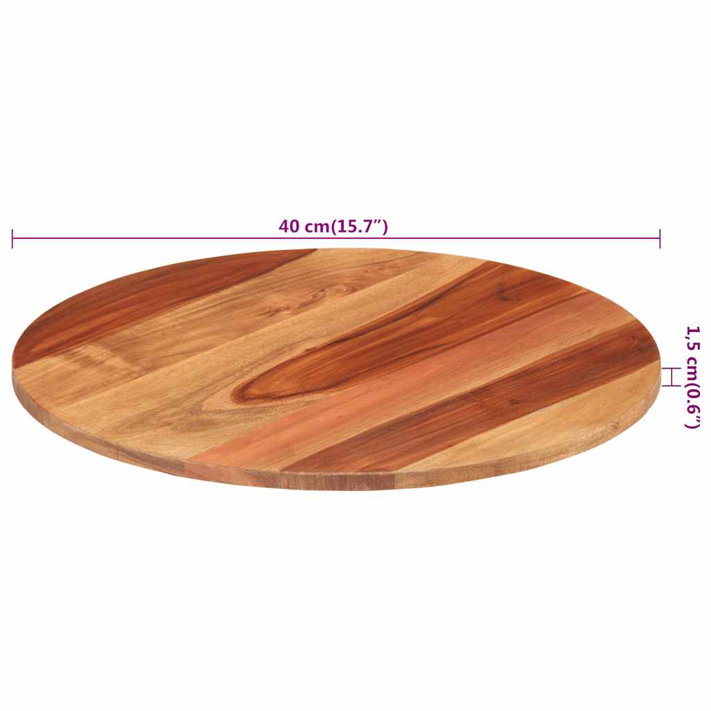 Tischplatte Massivholz Akazie Rund 15-16 mm 40 cm