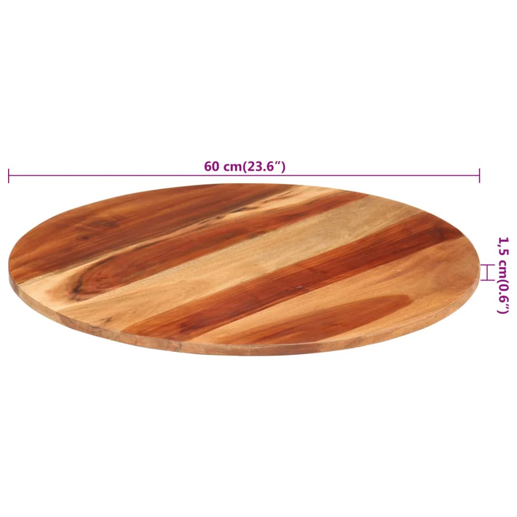 Tischplatte Massivholz Akazie Rund 15-16 mm 60 cm