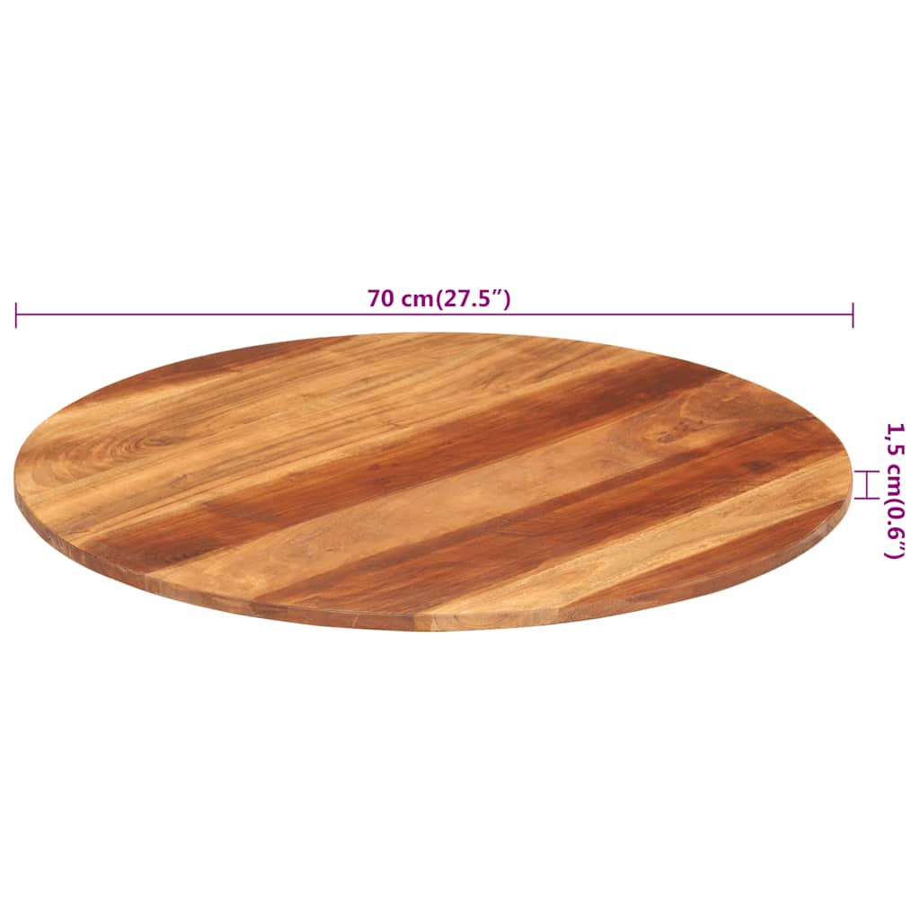 Tischplatte Massivholz Akazie Rund 15-16 mm 70 cm