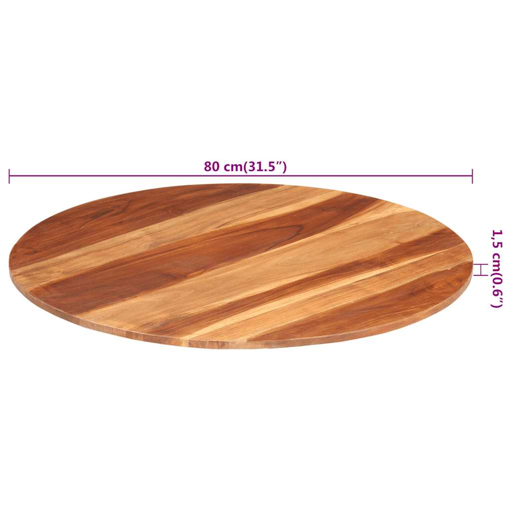 Tischplatte Massivholz Akazie Rund 15-16 mm 80 cm