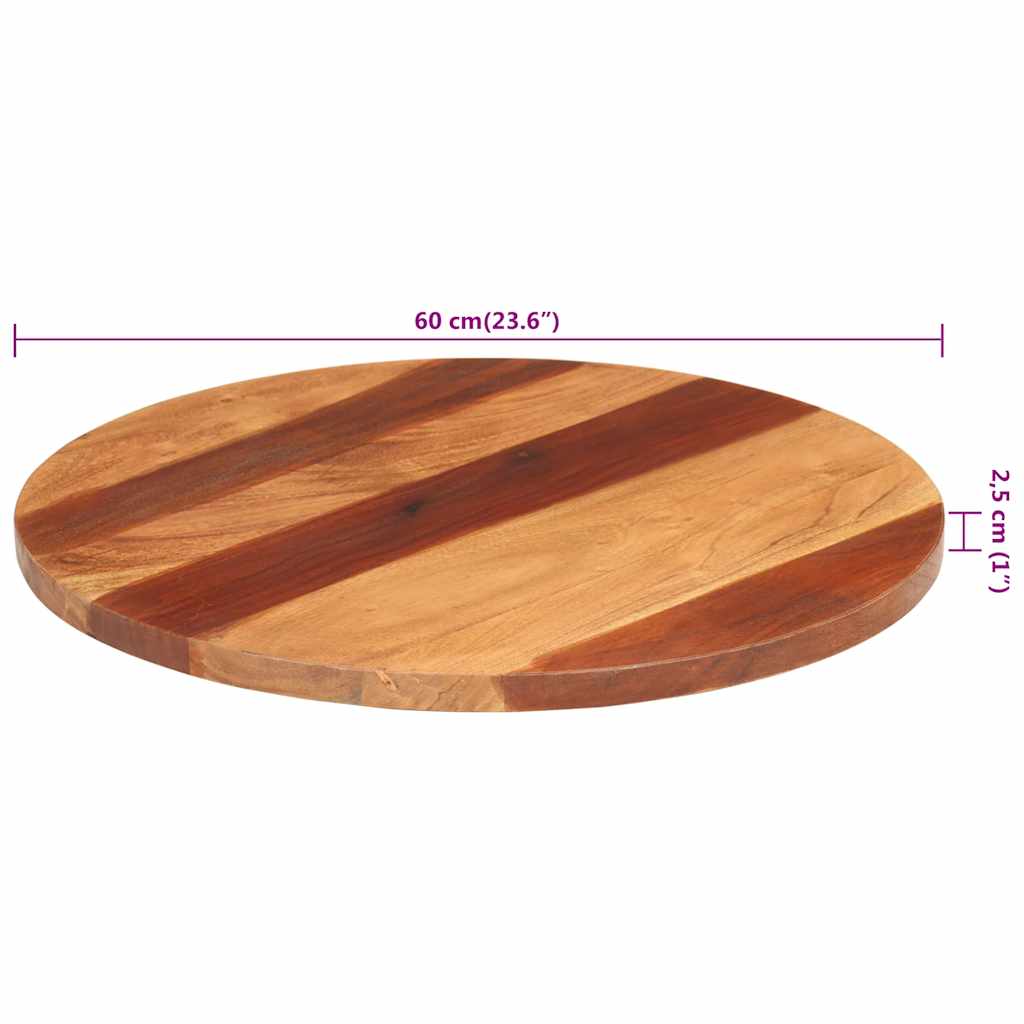Tischplatte Massivholz Akazie Rund 25-27 mm 60 cm
