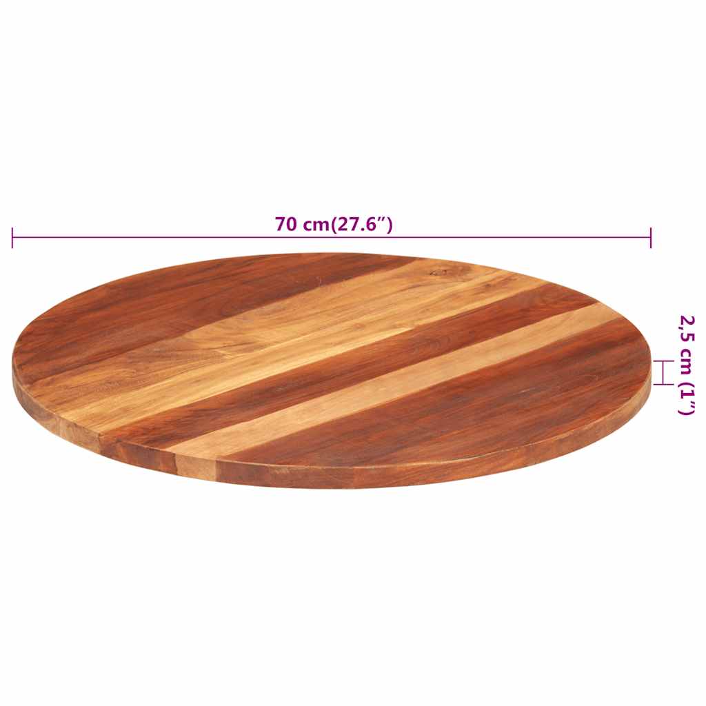 Tischplatte Massivholz Akazie Rund 25-27 mm 70 cm