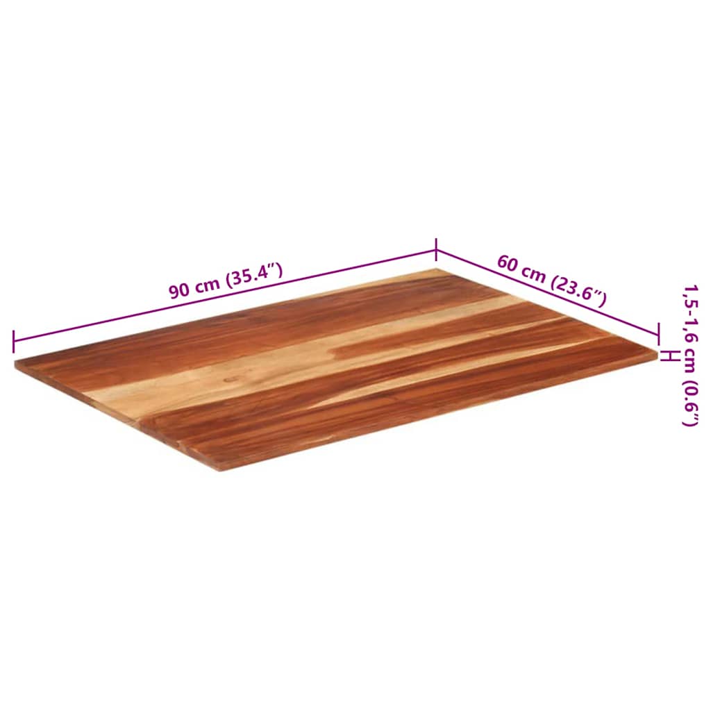 Tischplatte Massivholz Akazie 15-16 mm 60x90 cm