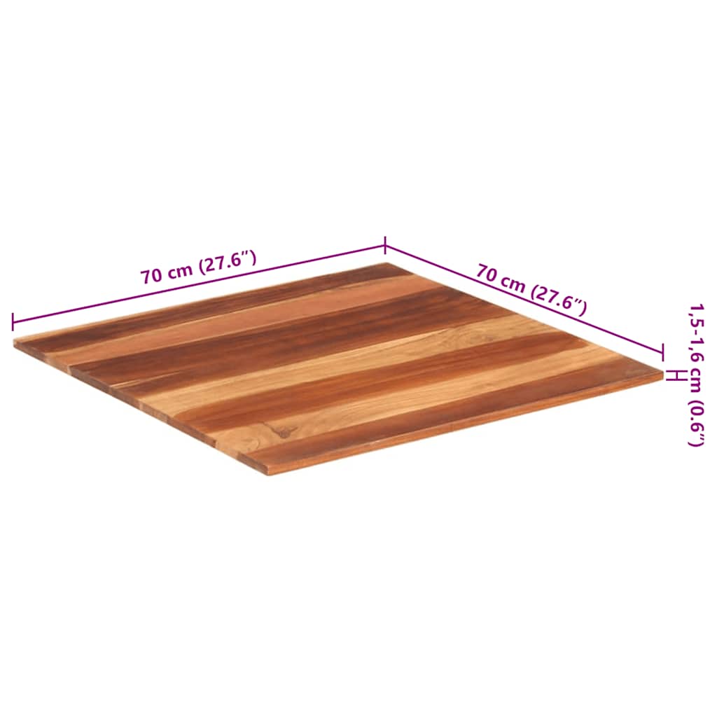 Tischplatte Massivholz Akazie 15-16 mm 70x70 cm