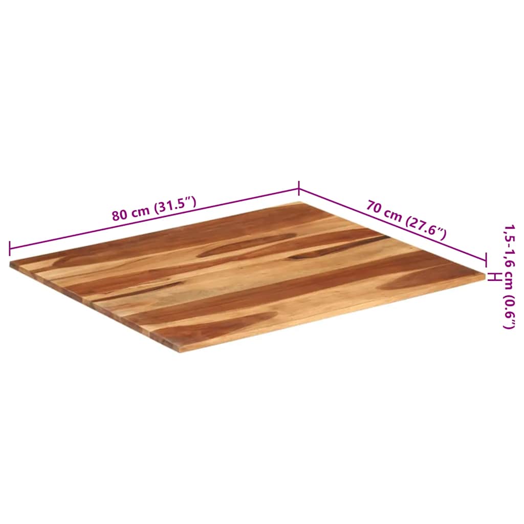 Tischplatte Massivholz Akazie 15-16 mm 70x80 cm