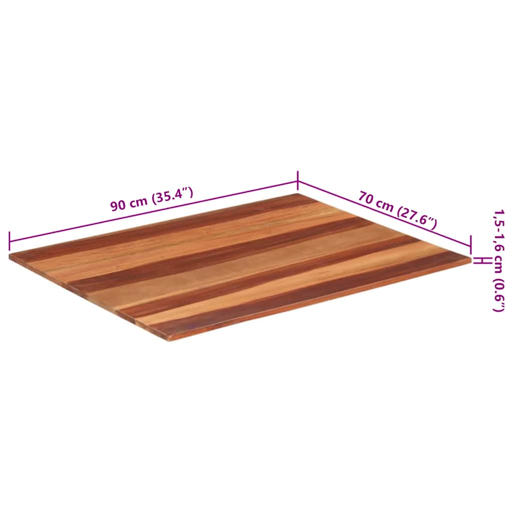 Tischplatte Massivholz Akazie 15-16 mm 70x90 cm