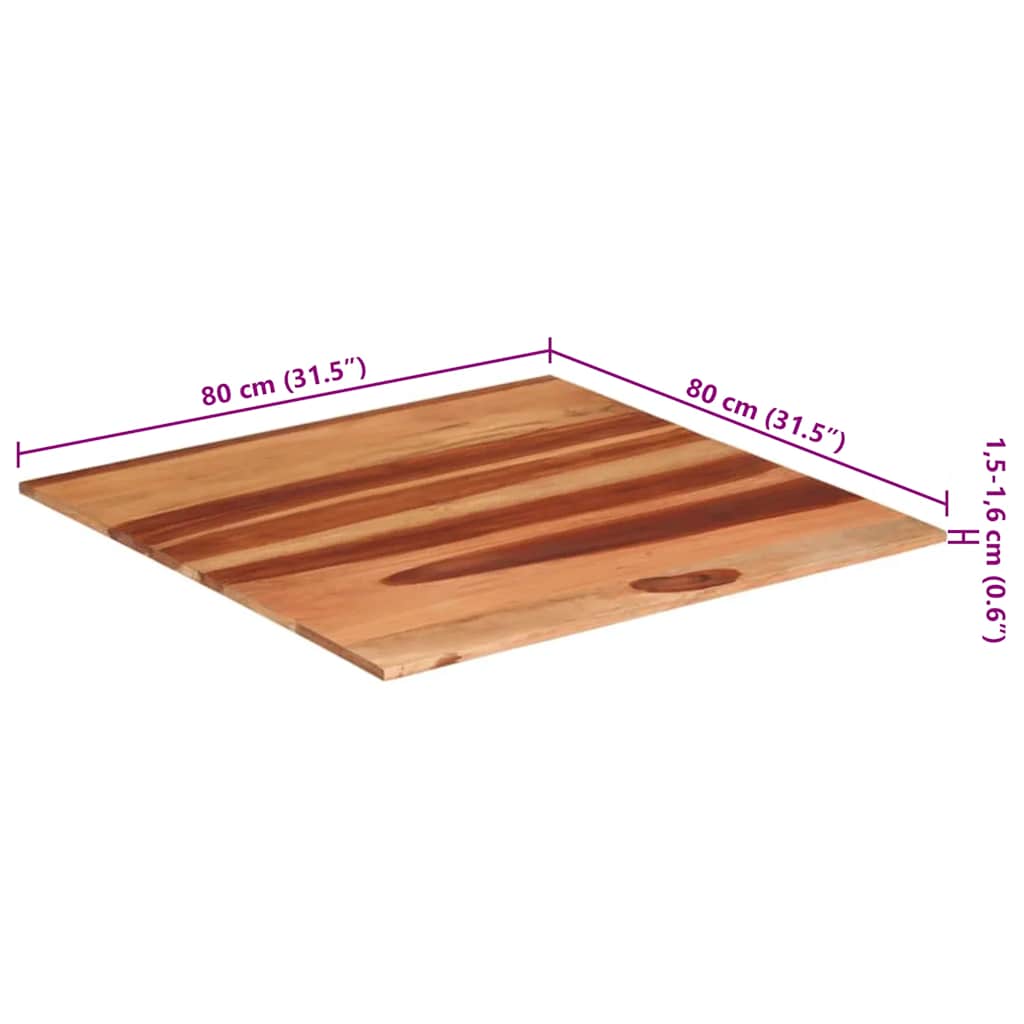 Tischplatte Massivholz Akazie 15-16 mm 80x80 cm