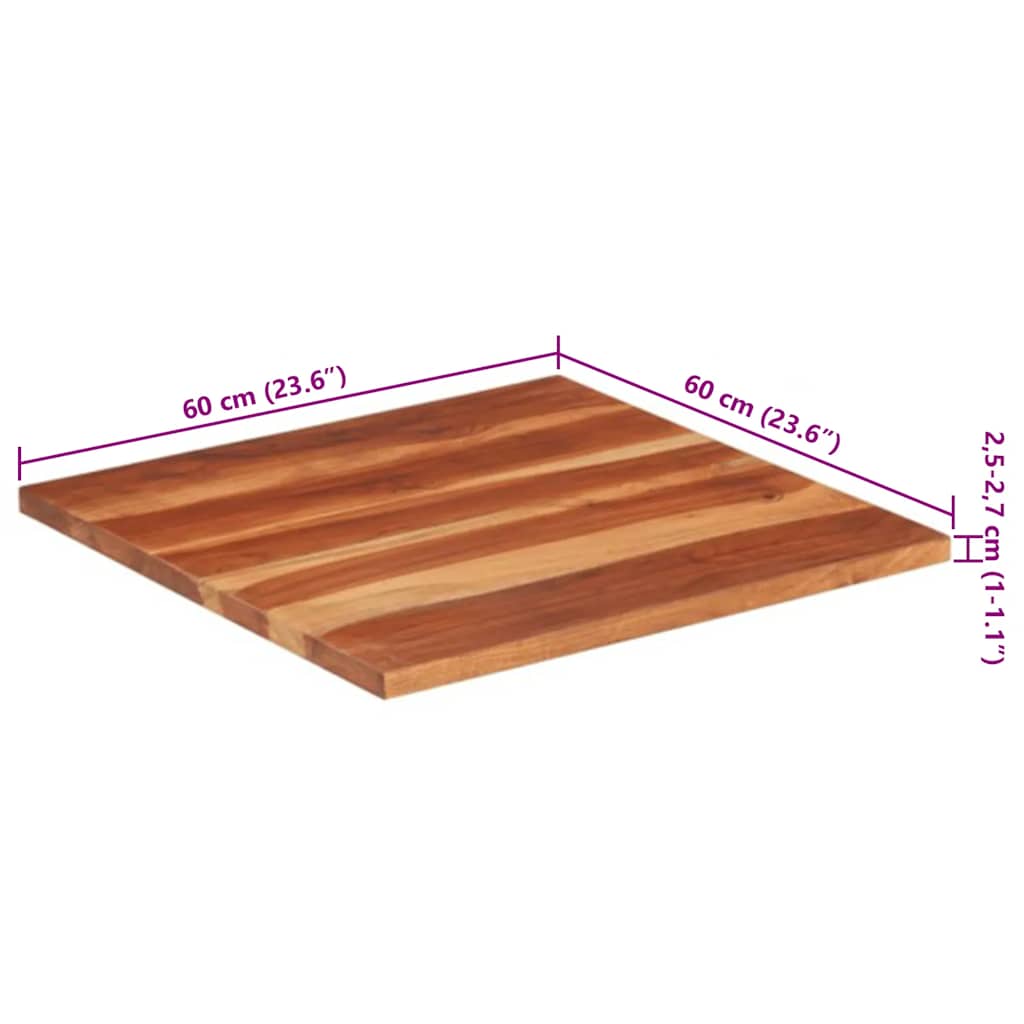 Tischplatte Massivholz Akazie 25-27 mm 60x60 cm
