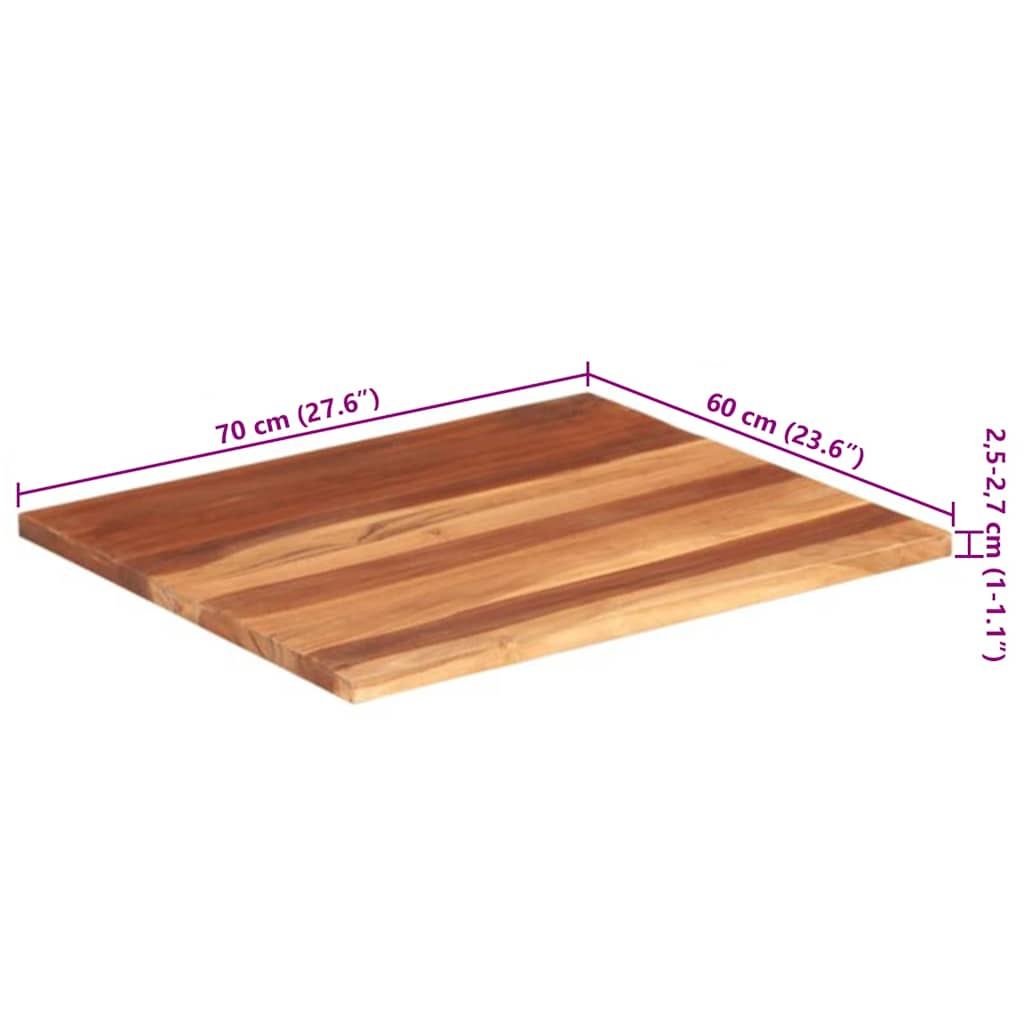Tischplatte Massivholz Akazie 25-27 mm 60x70 cm