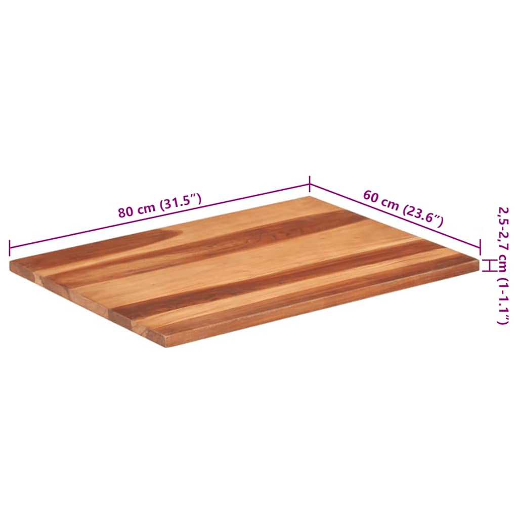 Tischplatte Massivholz Akazie 25-27 mm 60x80 cm