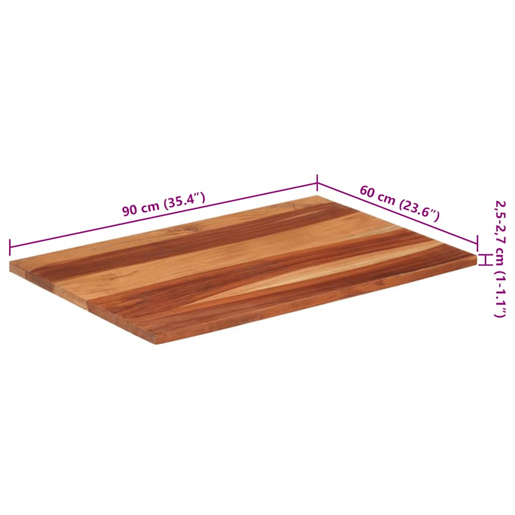 Tischplatte Massivholz Akazie 25-27 mm 60x90 cm