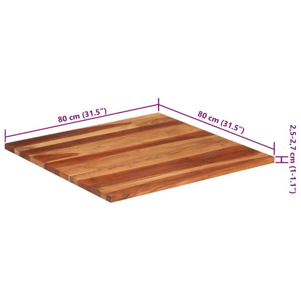 Tischplatte Massivholz Akazie 25-27 mm 80x80 cm