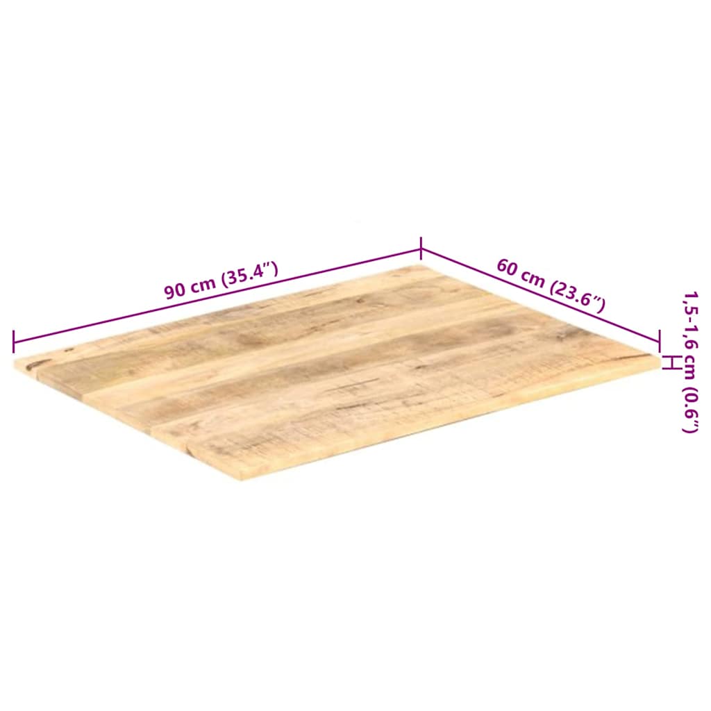 Tischplatte Massivholz Mango 15-16 mm 90x60 cm