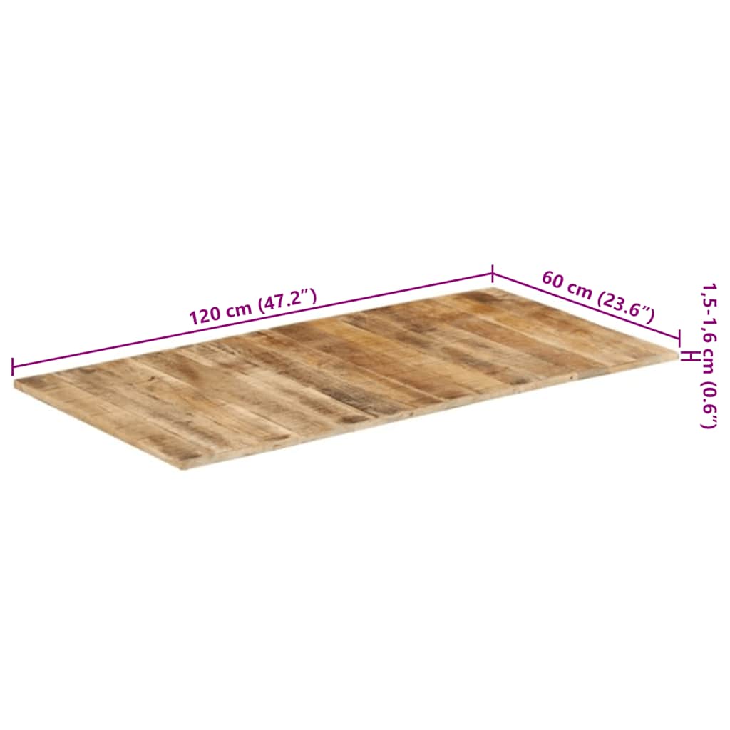 Tischplatte Massivholz Mango 15-16 mm 120x60 cm