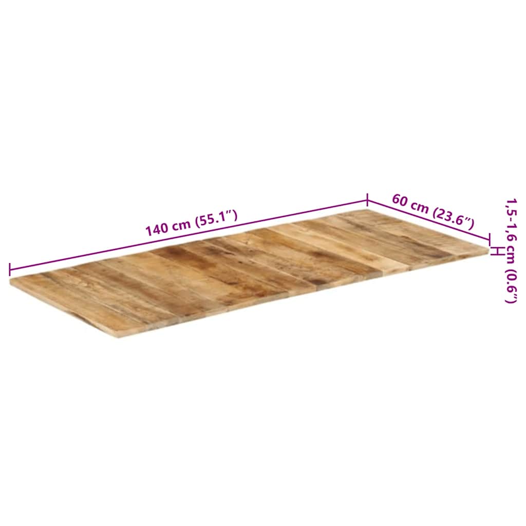 Tischplatte Massivholz Mango 15-16 mm 140x60 cm
