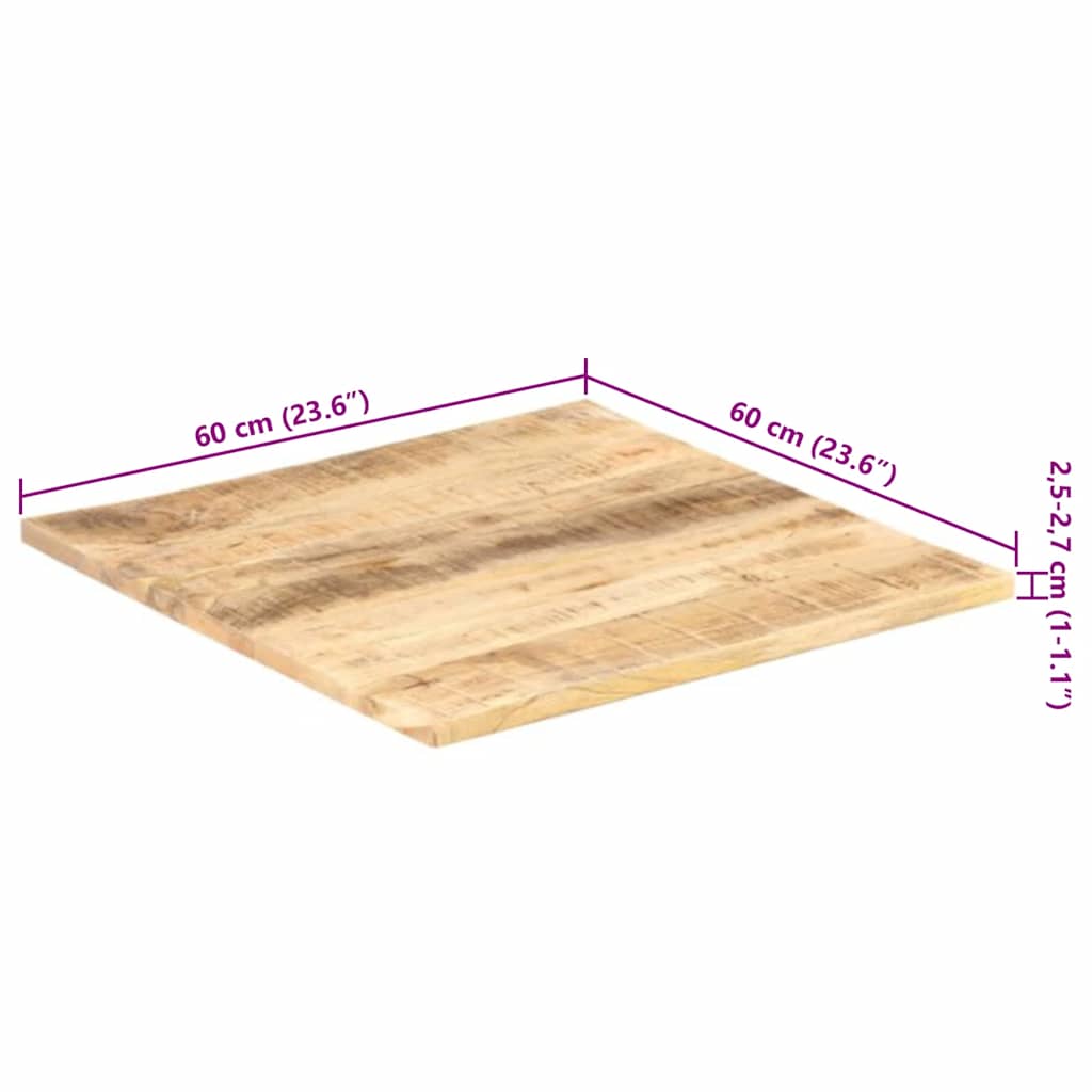 Tischplatte Massivholz Mango 25-27 mm 60x60 cm