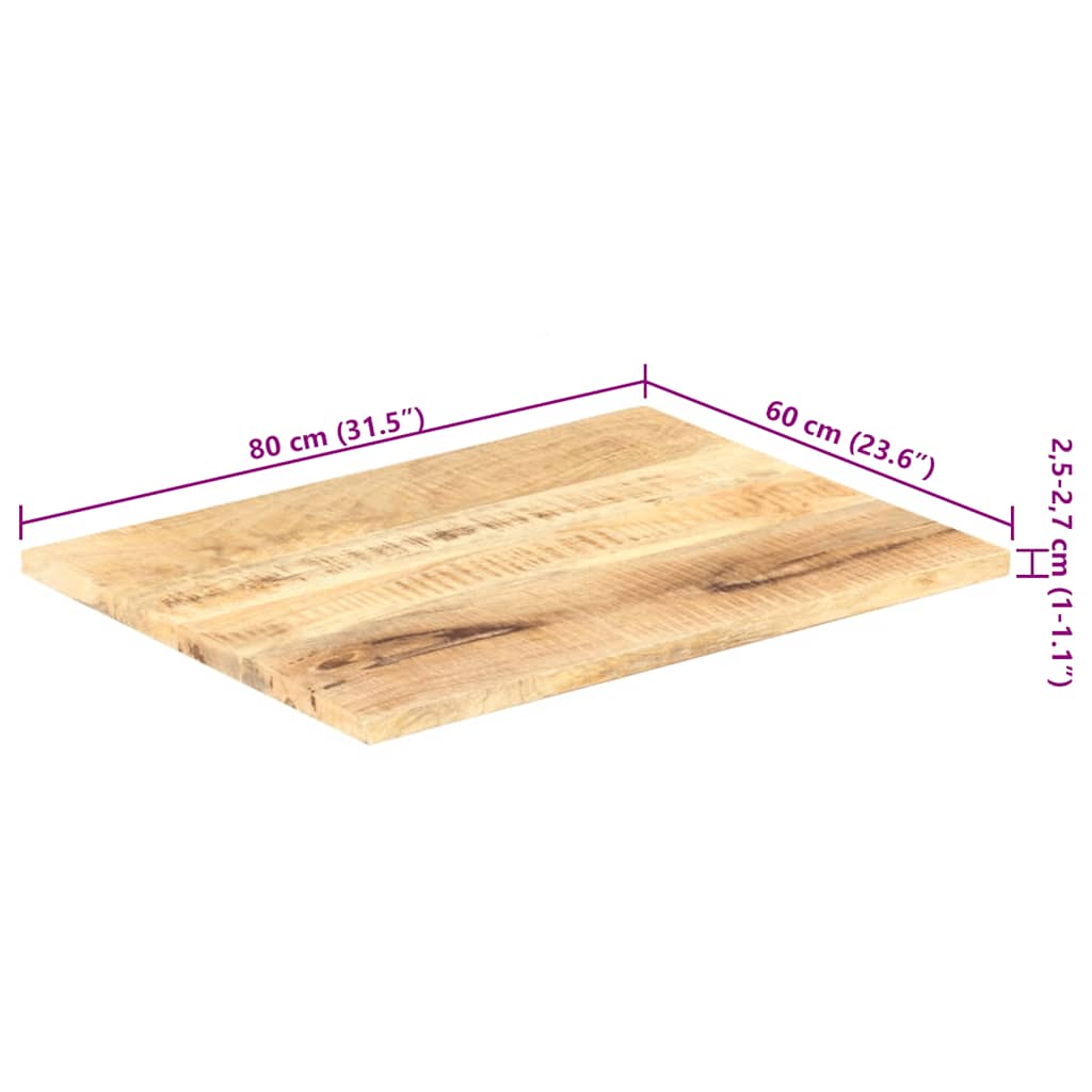 Tischplatte Massivholz Mango 25-27 mm 80x60 cm