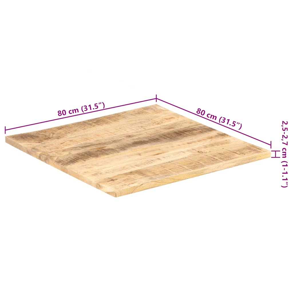 Tischplatte Massivholz Mango 25-27 mm 80x80 cm