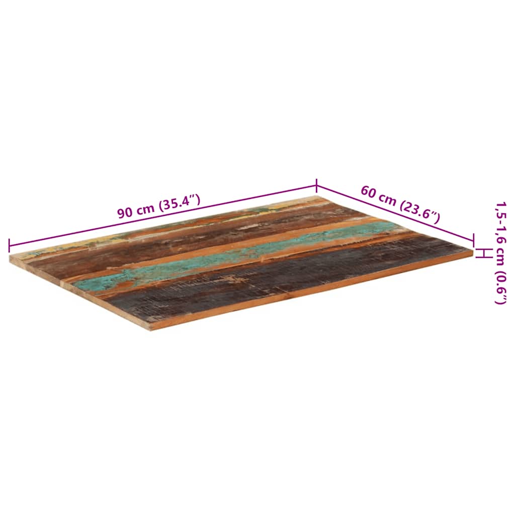 Tischplatte Rechteckig 60x90 cm 15-16 mm Altholz Massiv
