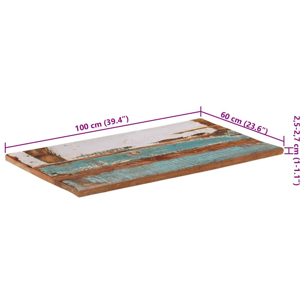 Tischplatte Rechteckig 60x100 cm 25-27 mm Altholz Massiv