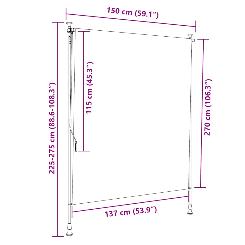 Außenrollo 150 x 270 cm Creme