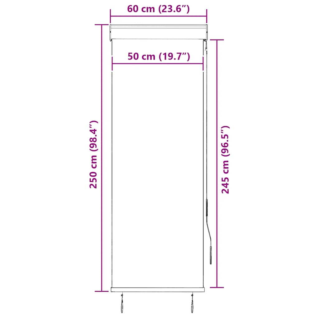 Außenrollo 60 x 250 cm Blau und Weiß