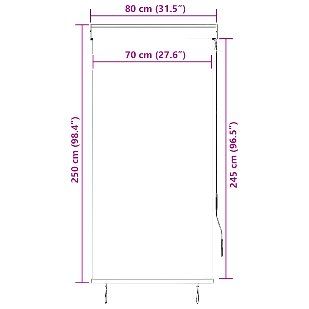 Außenrollo 80 x 250 cm Gelb und Blau