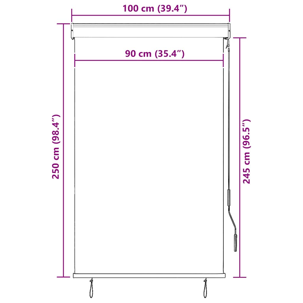 Außenrollo 100 x 250 cm Cremeweiß
