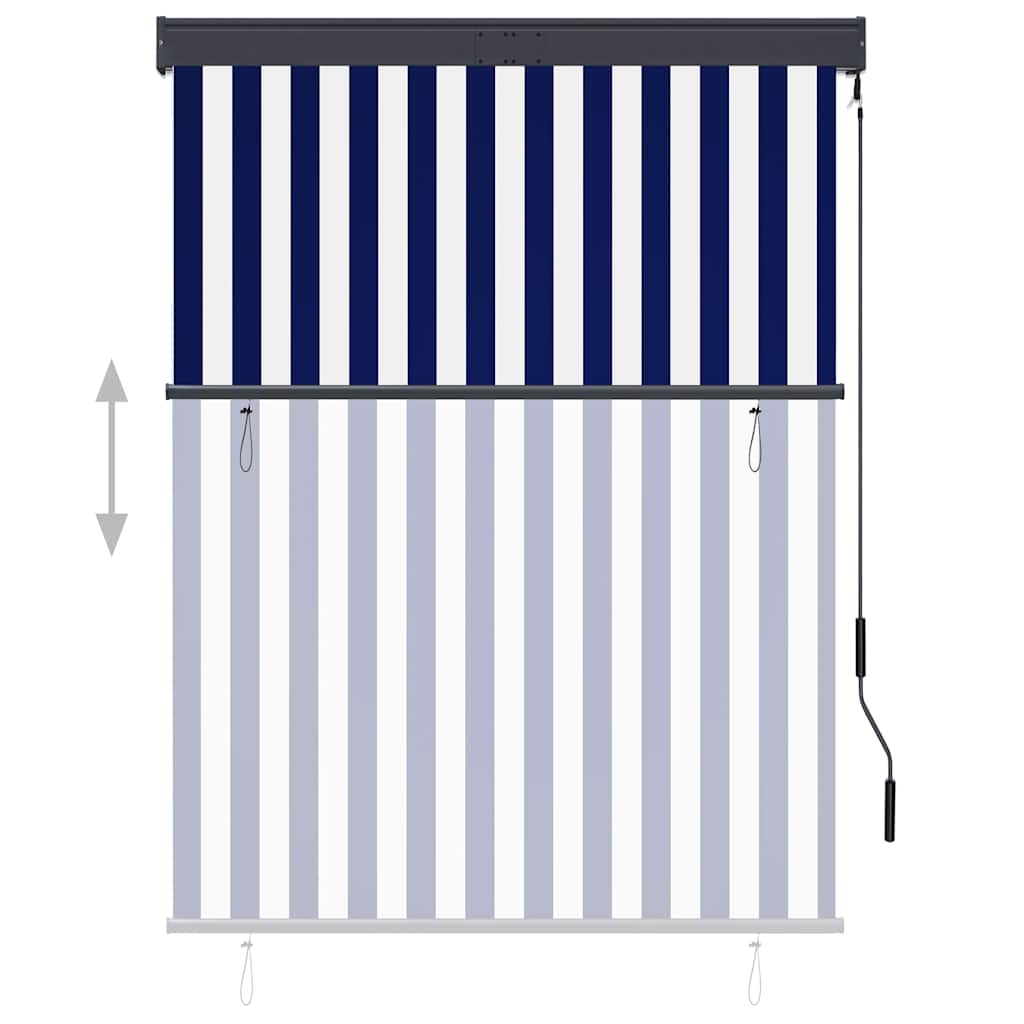 Außenrollo 120 x 250 cm Blau und Weiß