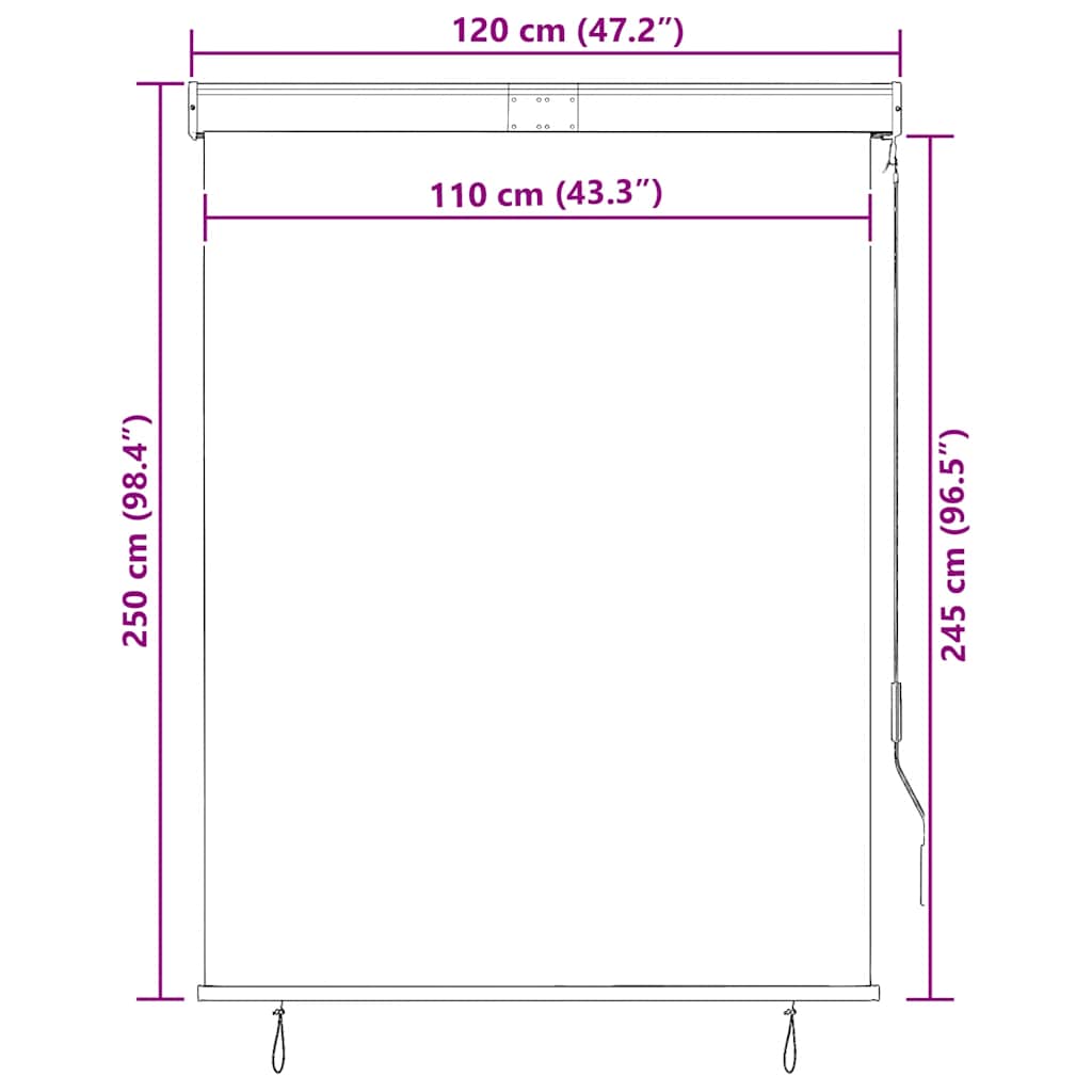 Außenrollo 120 x 250 cm Blau und Weiß